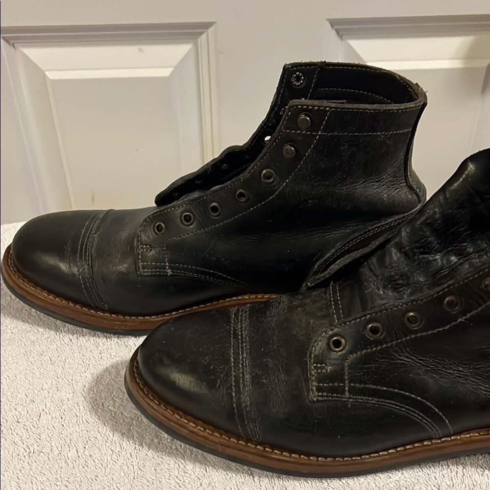 Truman Boot Co Dark Brown Rugged Leather Boots - size 12.5 width EE - Picture 6 of 8